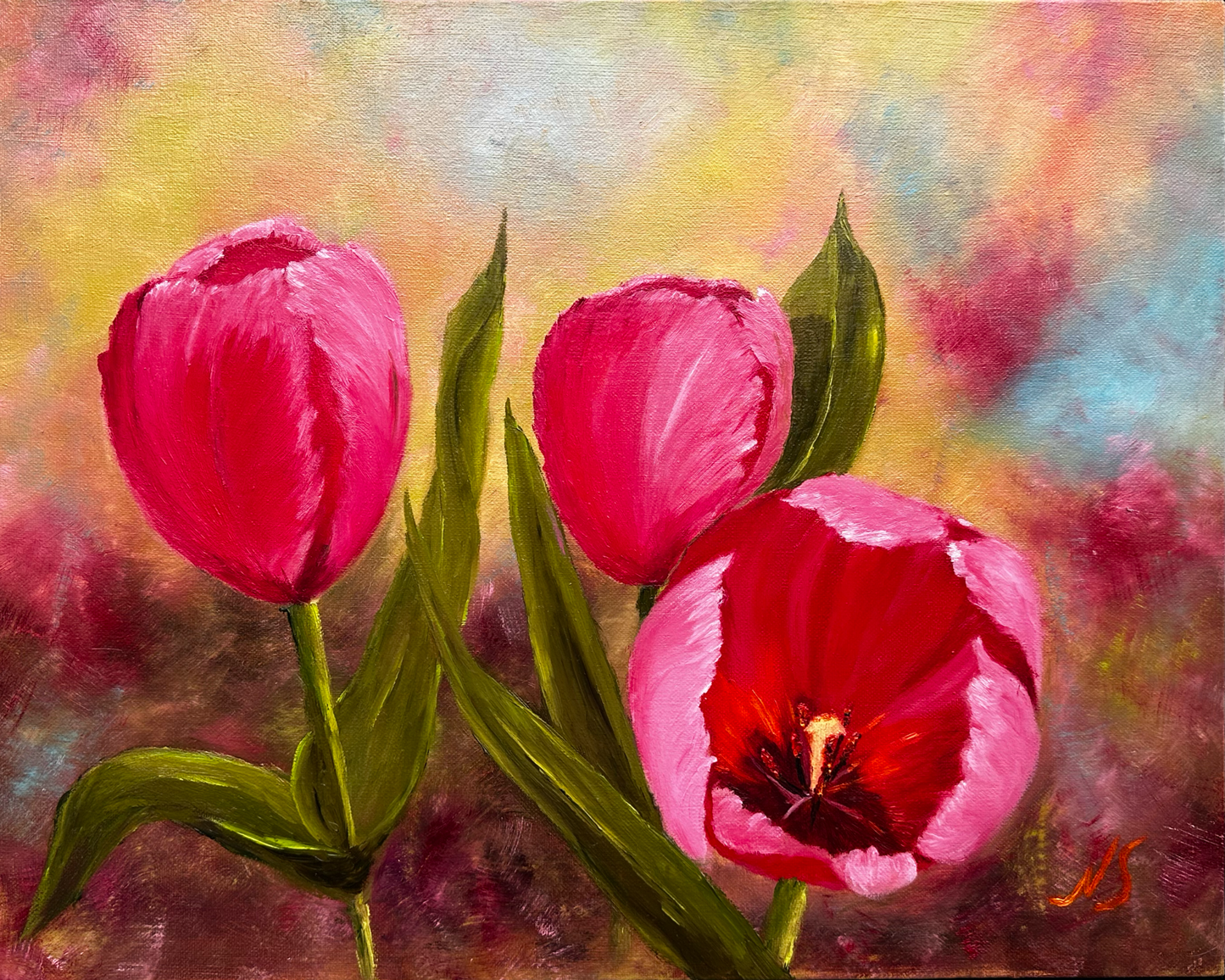 ORIGINAL Painting - Blushing Tulips