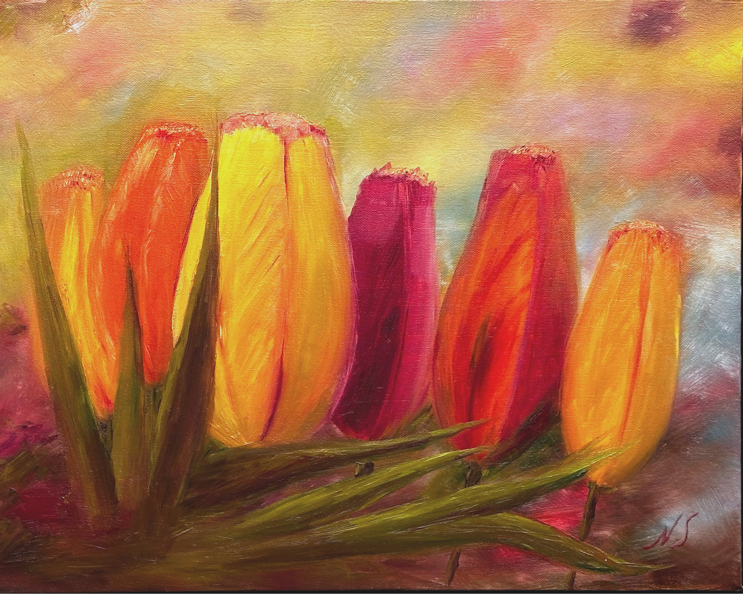 ORIGINAL Painting - Yellow Tulips