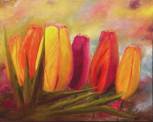 ORIGINAL Painting - Yellow Tulips