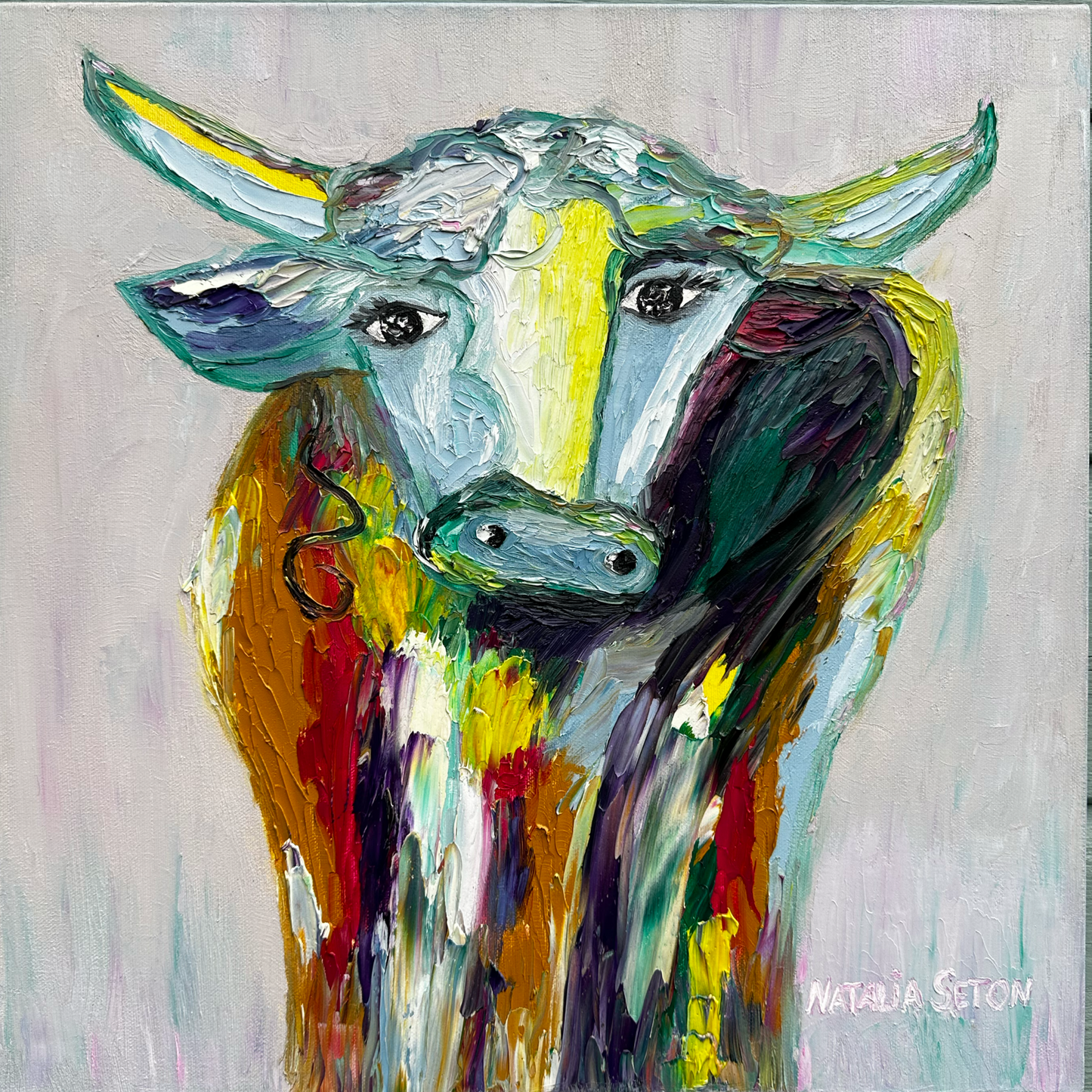 ORIGINAL Painting - Winter Bull